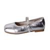 French Great-looking Flat-soled Silver Single Shoes Women's New Summer Skirt Mary Jane Shoes Ballet Evening Shoes