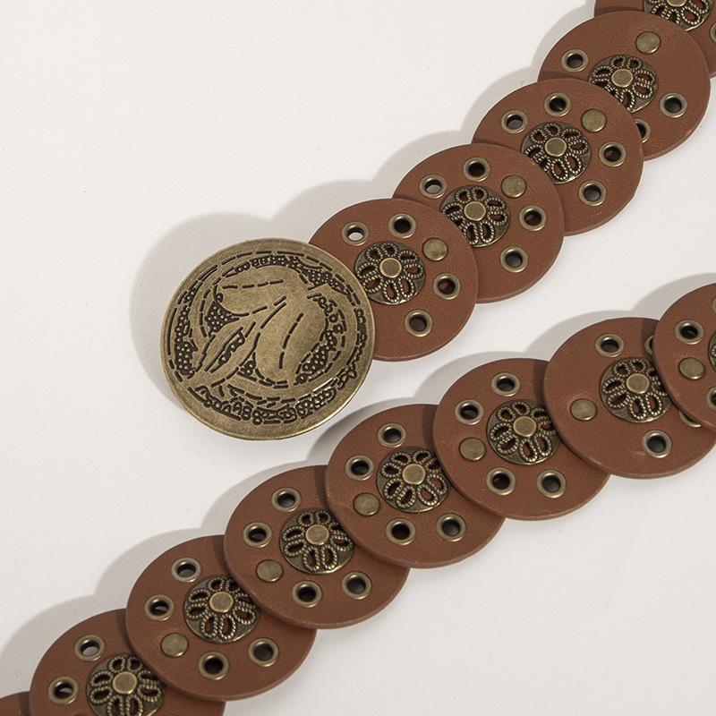 Rust-proof Retro Round Rivet Accessories, Air-eyed Punk Cool and Hot Girl Personality, Heavy Industry Wide Women's Belt
