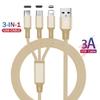 3 In 1 Fast Cable for Mobile Phone Fast Charger Micro USB Cable Type C Android Charger Cable for IPhone Three Data Charge Cable