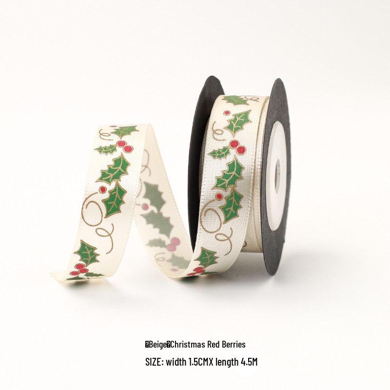 Festive Ribbon: Christmas Gift, New Year, Birthday - Red & Green Plaid with Hot Stamping for Gift Boxes & Bows