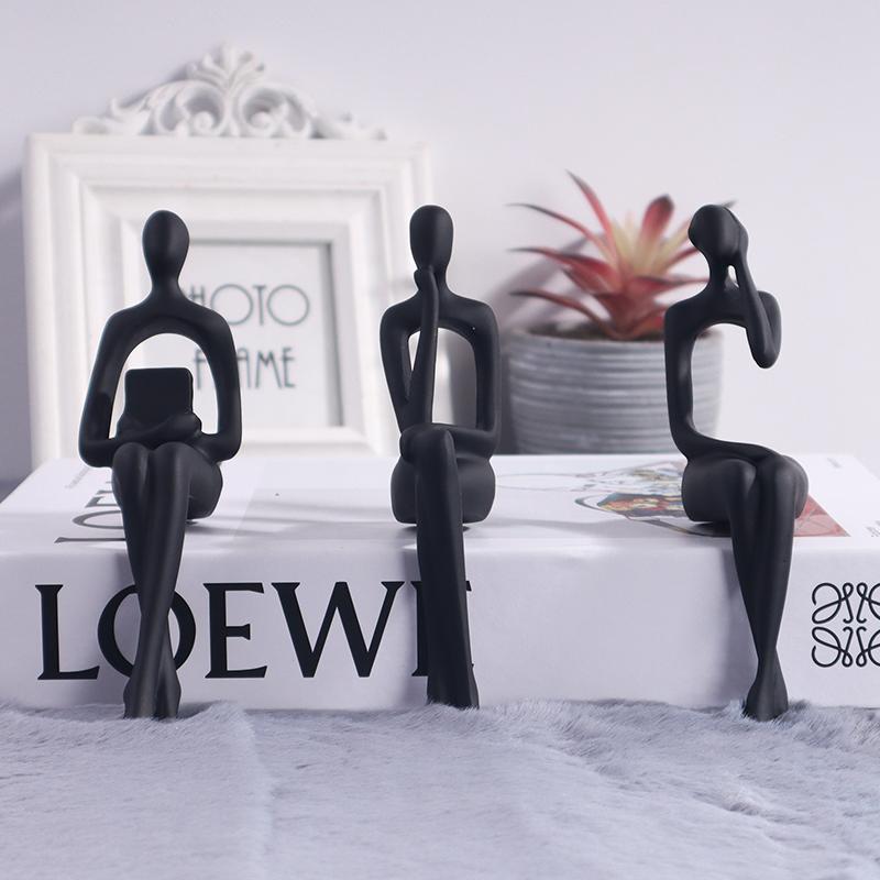 Třídílná sada uměleckých figurek pro dekoraci na stůl, vhodná pro dekoraci pracovního stolu nebo knihovny