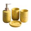 Bathroom Accessories Set of 4 Lotion Bottle Mouthwash Cup Soap Dish Toothbrush Holder Multifunction Household Supplies Yellow