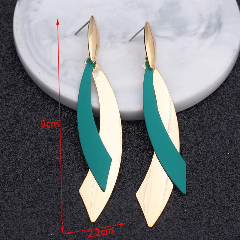 Cercei lungi cu cristale verzi pentru femei, cu pandantive în formă de floare, imitație zirconiu, cercei cu frunze metalice, cadou pentru petrecere