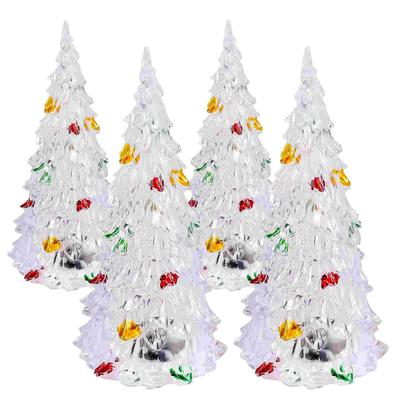 Desktop Christmas Trees LED Lighted Xmas Table Decorative Acrylic Ornaments Color Changing Figurine