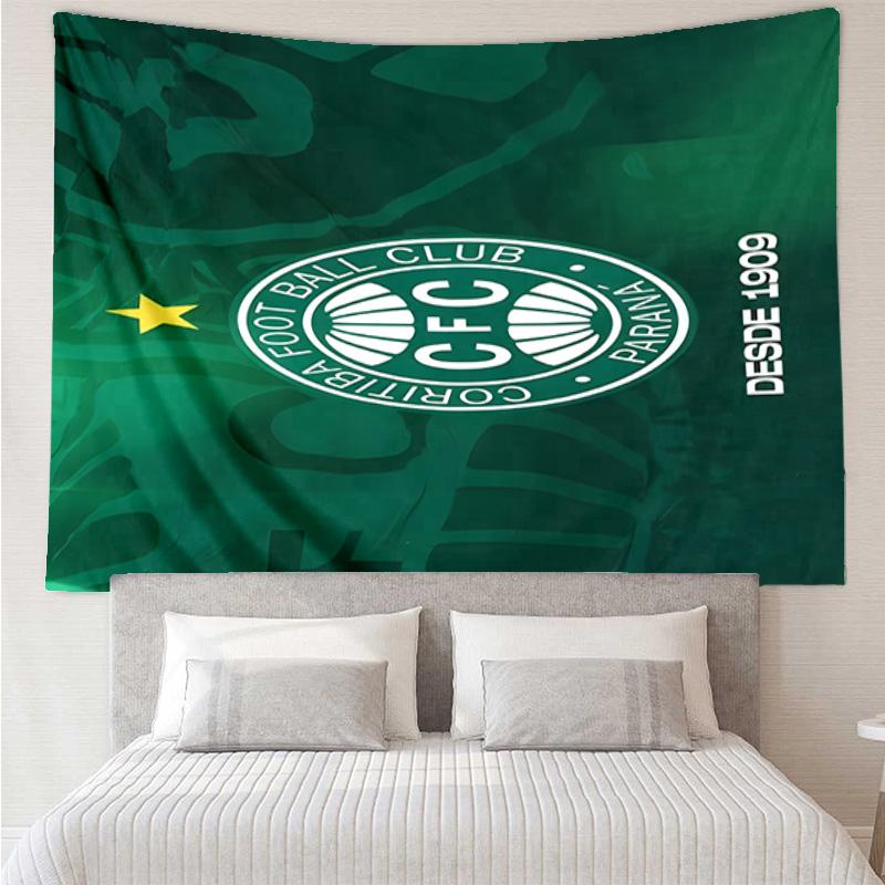 1PC Green Football Club Emblem Printed Tapestry Room Decoration Wall Hanging for Living Room Bedroom, dormitory, Birthday and Christmas gifts