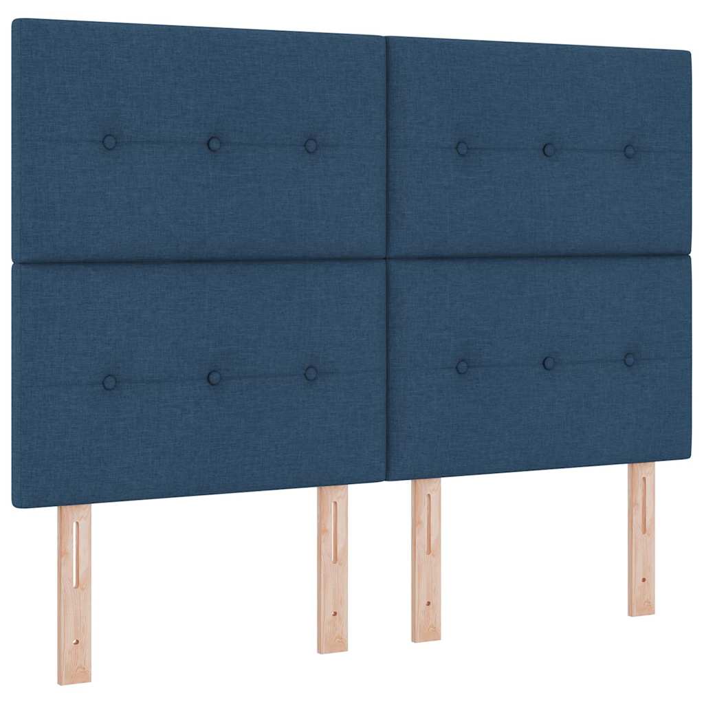 Box Spring Bed with Headboard Blue 190 x 140 cm Fabric