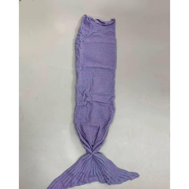 Mermaid Crochet Knit Acrylic Throw Blanket With Grid Pattern For Sofa Decor And Gift Giving