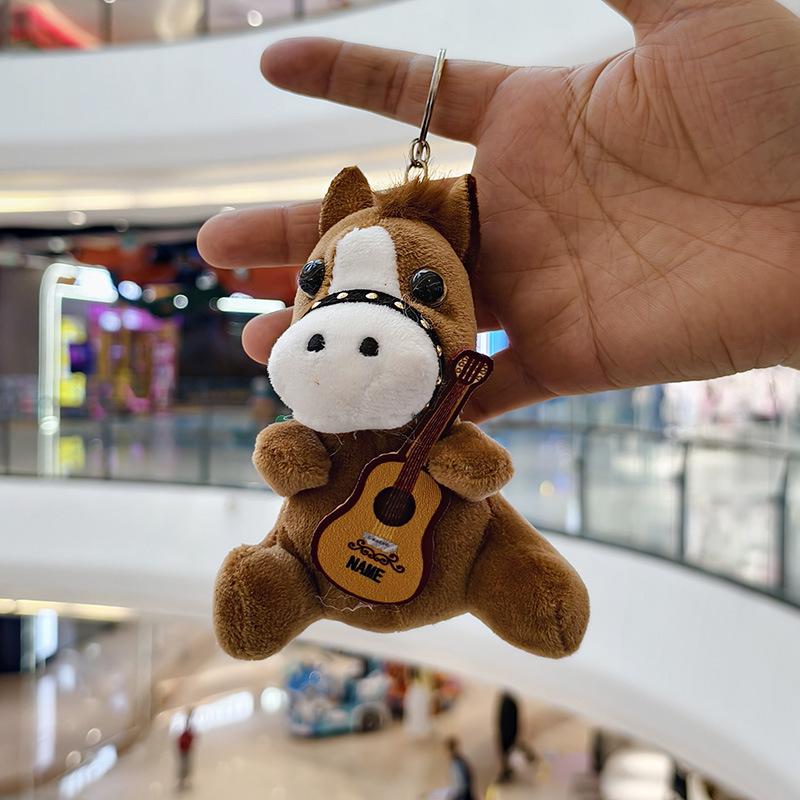 

12Cm Horse Animal Plush Toy Cute Stuffed Doll Keychain With Violin Horse Shape Figurine For Keys Backpacks Cars Plush Pendant