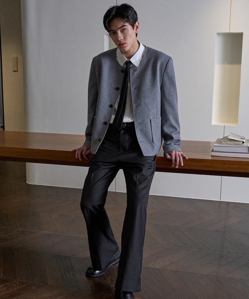 Trip Le Sens Round Classic Crop Blazer_Grey