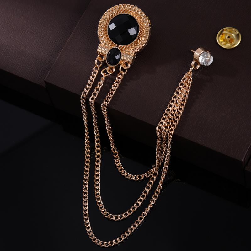 

Korean Rhinestone Tassel Chain Brooch Metal Crystal Lapel Pins Wedding Party Badge Luxulry Jewelry Brooches for Women and Men