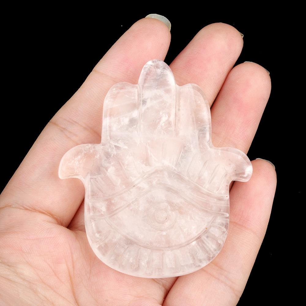 Crystal Natural Stone Beads Semi-Precious 57x50mm Agate Amethysts Beads Palm Shape Carving Stone