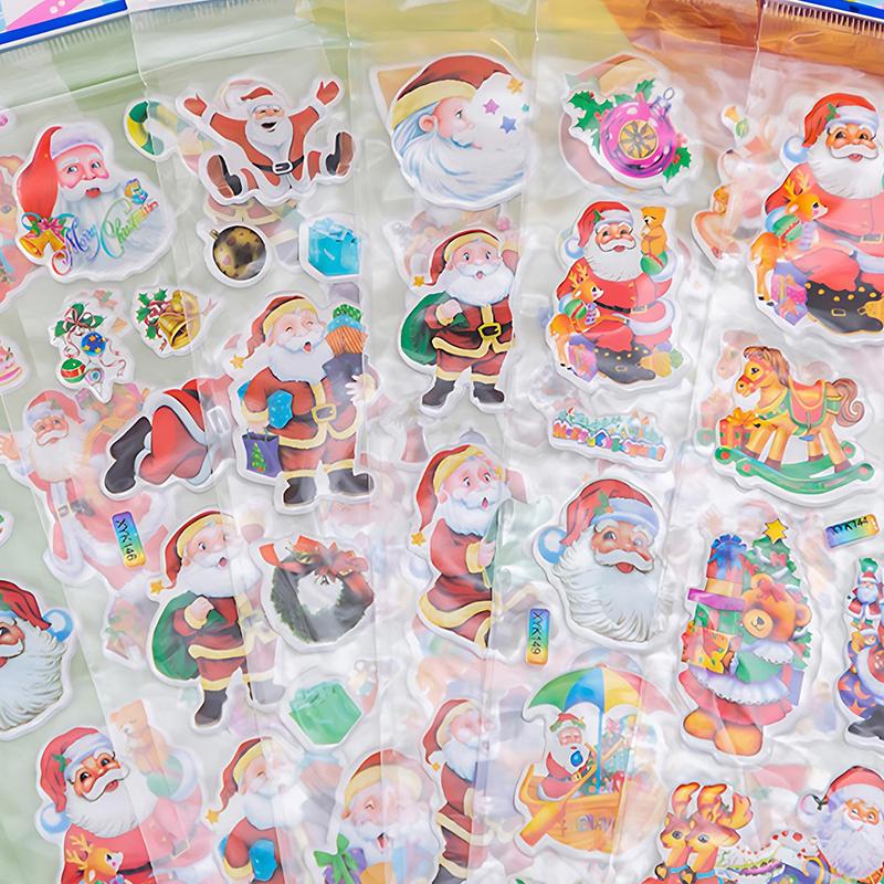 6/12Sheets Christmas Style Bubble Sticker Santa 3D Puffy Stickers DIY Materials Decorative Sticker for Mobile Phone Computer ZYF