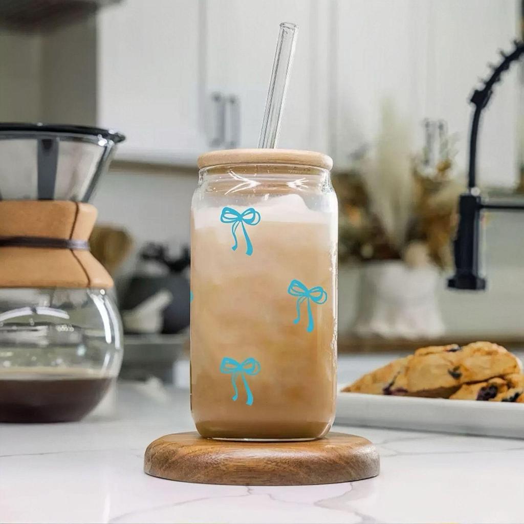 Hot-Selling 16oz Borosilicate Glass Coffee Cup with Bamboo Lid and Straw