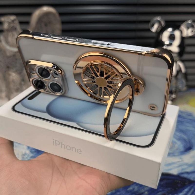 Electroplated borderless gyro magnetic suction bracket is suitable for iphone16 mobile phone case, apple 15 transparent mobile phone case 1413.