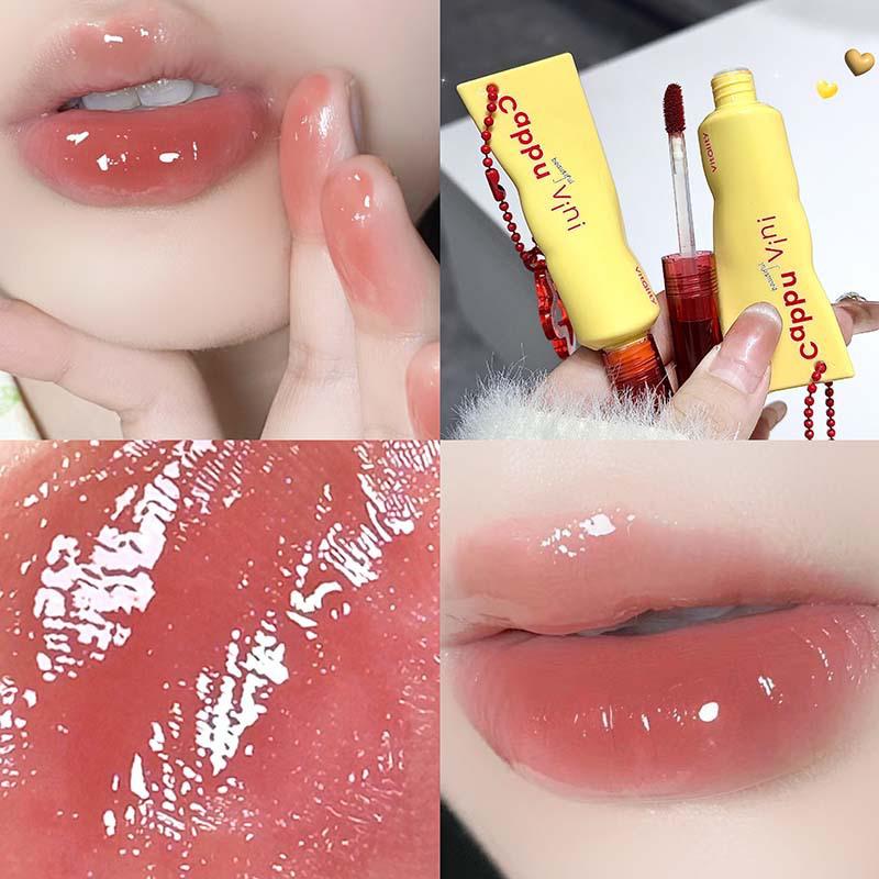 Cappuvini Milk Fluff Yellow Mirror Lip Glaze: Moisturizing, Color-Enhancing, Vibrant Watery Lipstick.