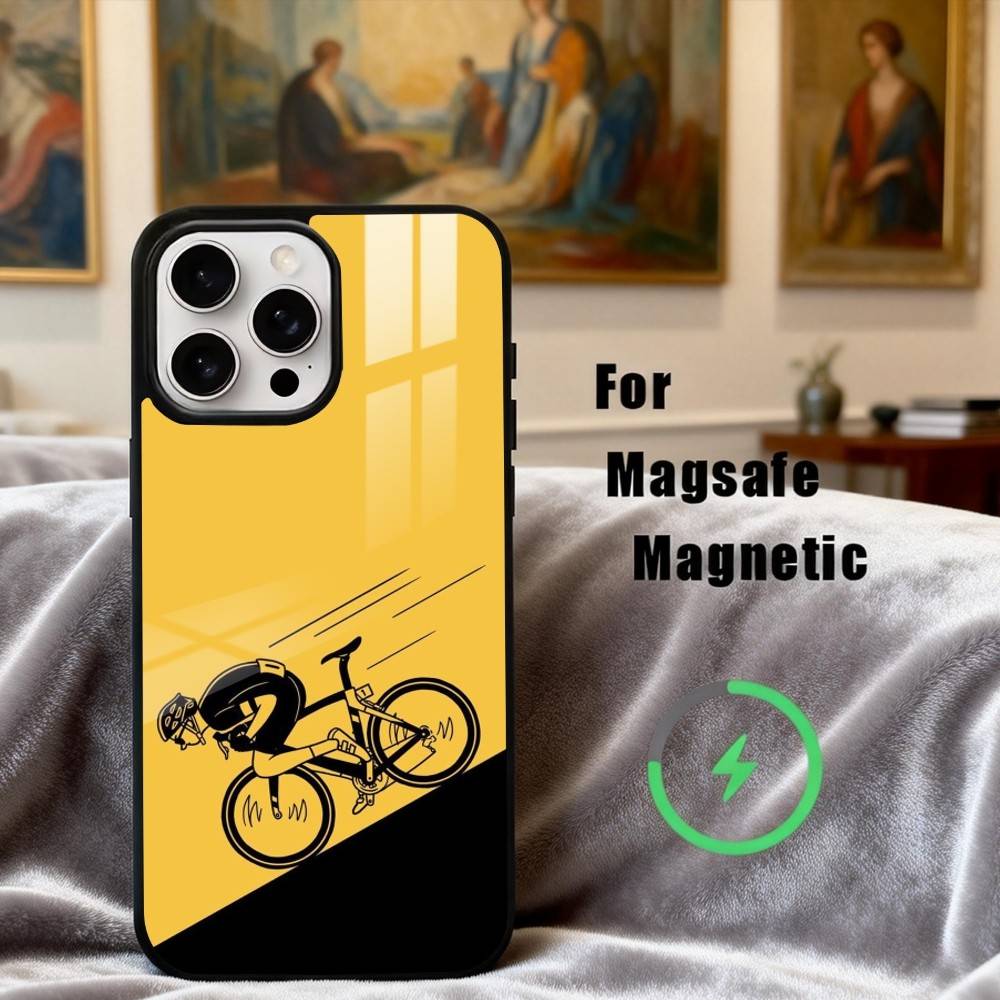 Custodia per Telefono T-Tour De France B-Bike R-Rainbow per iPhone17,16,15,14,13,12,11 Plus,Pro Max Magnetica Per Ricarica Wireless Magsafe