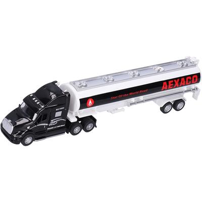 1/48 Truck Trailer Toy, Alloy Oil Tanker Truck Toy Vehicle Detachable Pull Back Oil Carrier Vehicle with Sound & Light for Kids