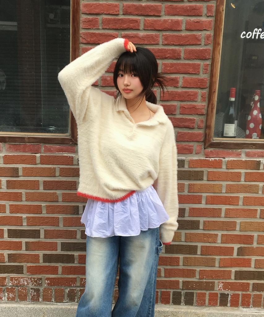 AMOU Mohair Washable Kara Knit Ivory