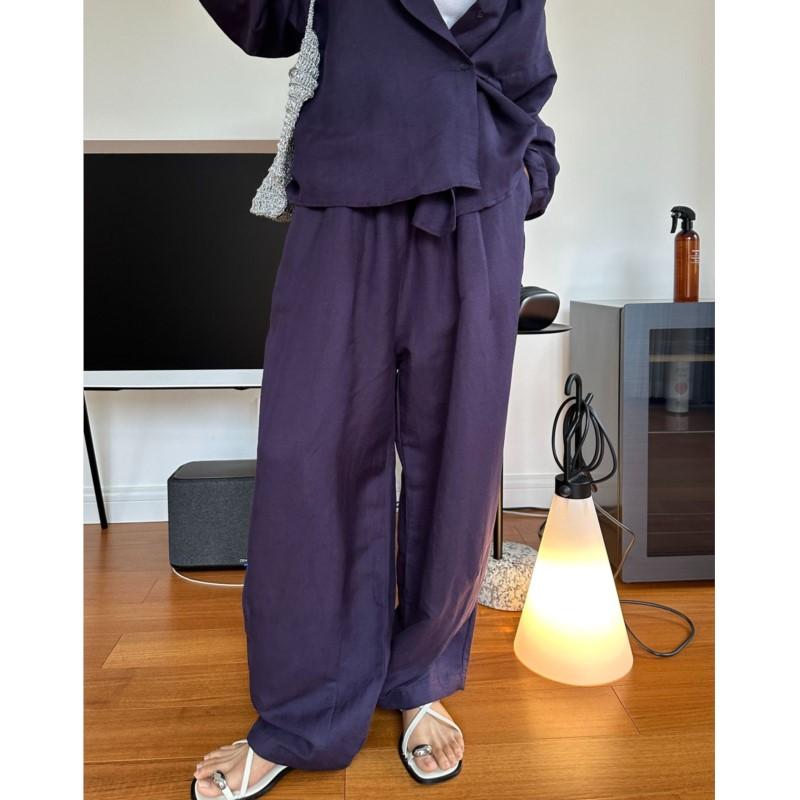 Johnature Letní japonské líné kalhoty dámské volné pohodlné prodyšné ležérní široké nohavice plné délky