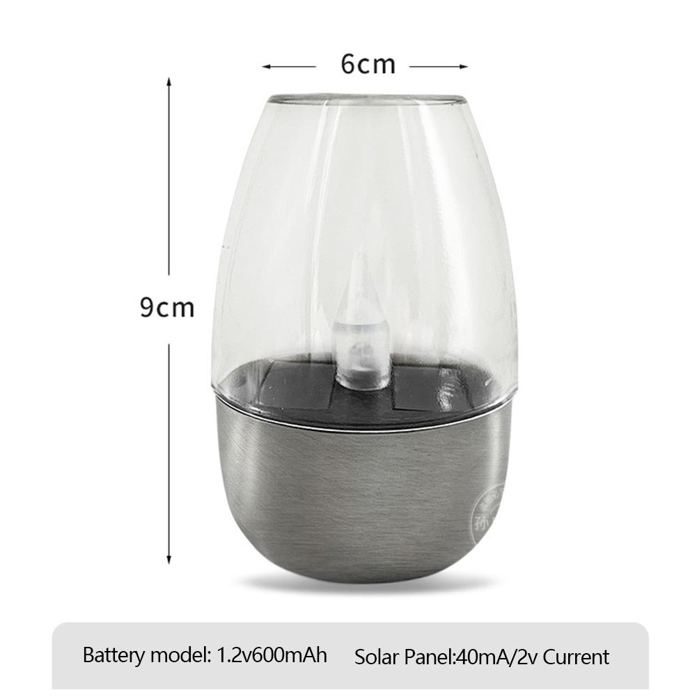 Solar Flameless Candle Lamp Stainless Steel Flashing Candle Lamp Waterproof LED Candle Light for Birthday Party Decoration