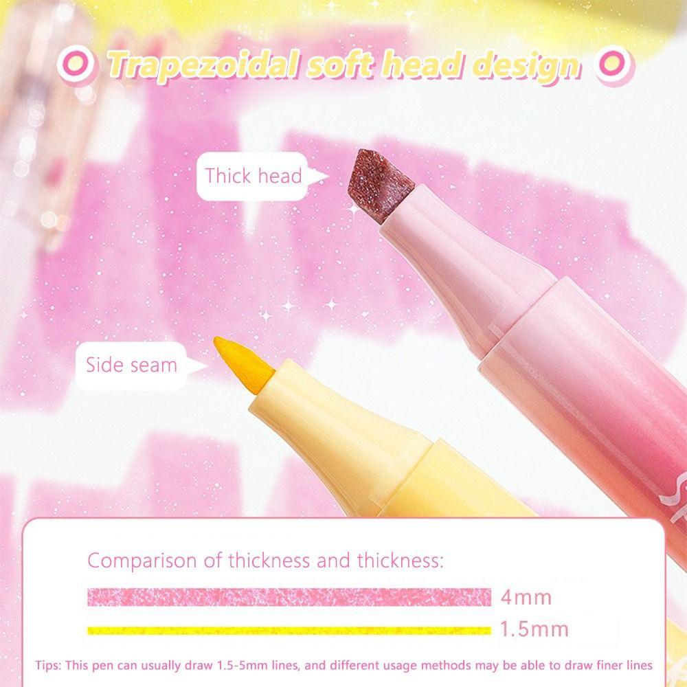 4PCs/Set High Quality Oblique Tip Shiny Highlighter Pen Glitter Eye Protection Marker Pen Hand Account Pen Gift