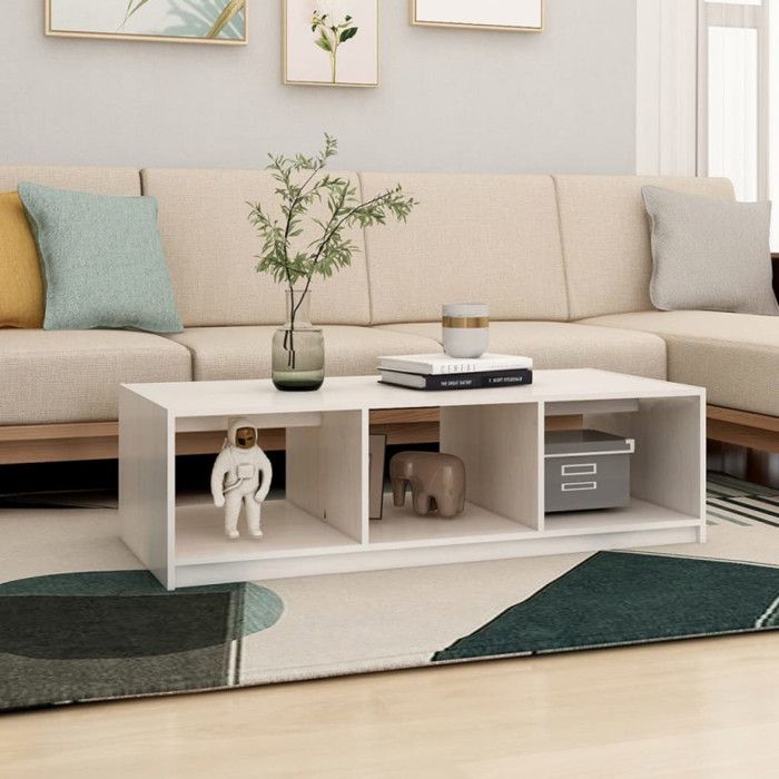 VidaXL Coffee Table White 110x50x34 Cm Solid Pine Wood