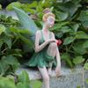 Fee Hars Beeldje, Zittend Elf Figuurtje, Tuin Bloempot Rand Ornament, Landschap Ambacht Decoratie