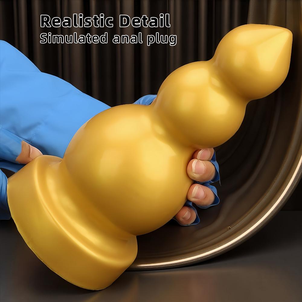 Gros Plug Anal Fileté en Silicone Doré Dildo Réaliste Jouet Sexuel pour Adultes pour Couples Fisting