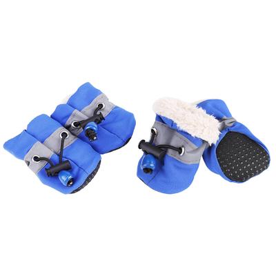 4 stuks/set Antislip Huisdier Hond Schoenen Laarzen Hondensokken Zacht Katoen Gevoerd Blauw #4