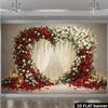 Elegant Wedding Backdrop, Rose Petals, Lanterns & Sheer Curtain Photo Banner for Events