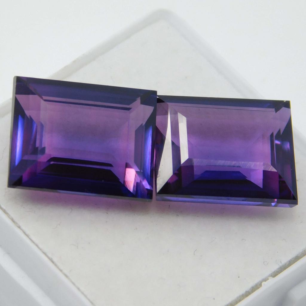 Natural Purple Sapphire Loose Gemstone Emerald Shape 20.90 Ct Pair September Birthday Birthstone