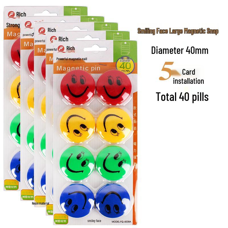 Smiley Face Magnetic Buttons: Colorful, Strong Magnets for Whiteboards & Chalkboards