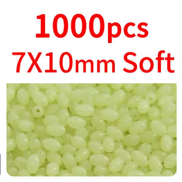1000/3000PCS Wholesale Red Green Oval Soft Rubber Luminous Fishing Beads Glowing Sink Beads For Fishing Rigs Fishing Lure Tackle