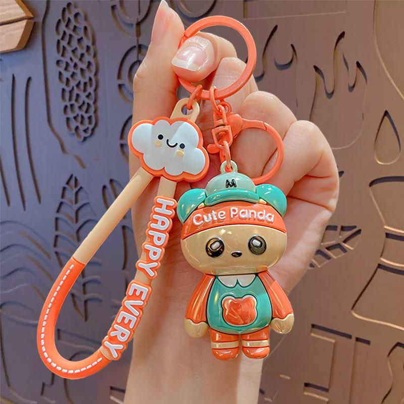 Cute Dopamine Color Matching Bear Keychain Pendant Cute Schoolbag Pendant Car Key Chain Small Gift
