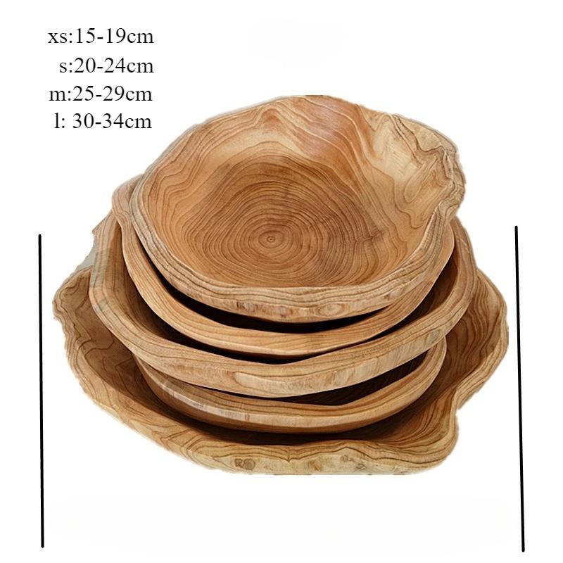 Handmade Natural Wood Fruit Tray - Irregular Shaped, Multifunctional for Snacks,Bread, Desserts, Candy & Salad for Home Decor