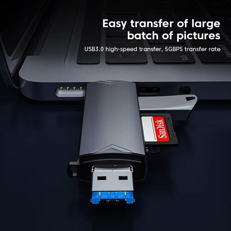 6 In 1 OTG Multifunction USB 3.0 Card Reader U Disk TYPE-C/Usb/Tf/Sd Flash Drive Memory Card for Adapter Phone Laptop Compute
