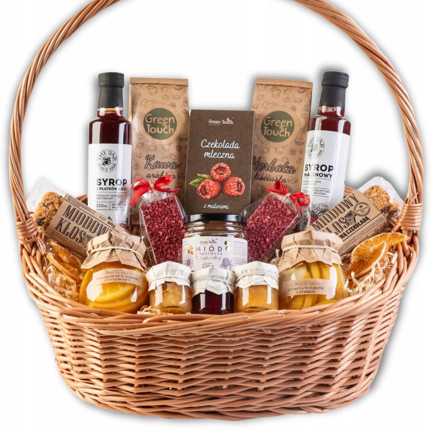 Großer Premium Geschenkkorb Polnischer Honig Sirup Set Tee Dankeschön