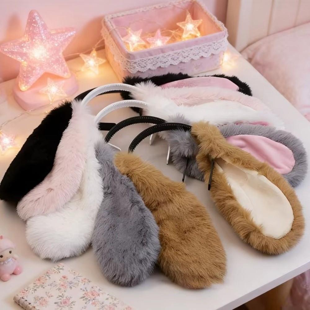 Soft Bunny Ears Headband Lop-eared Plush Headwear Elegant Easter Rabbit Hair Hoop  Events