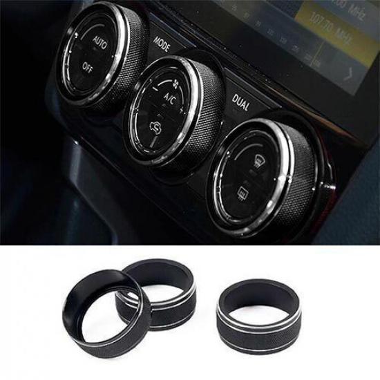 AC Knob Cover Trim Middle Console 14-2018 Black Aluminum For Subaru Forester