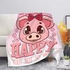 Cute Pig Pink Fleece Blanket Soft Warm Bedroom Throw Blanket On Bed Sofa Bedding Travel Sherpa Blankets for Adult Kids Quilt