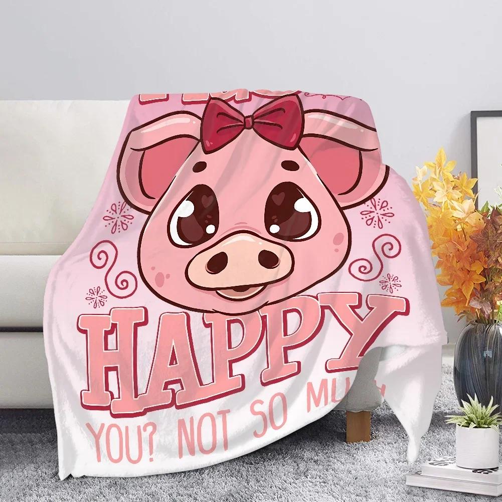Cute Pig Pink Fleece Blanket Soft Warm Bedroom Throw Blanket On Bed Sofa Bedding Travel Sherpa Blankets for Adult Kids Quilt