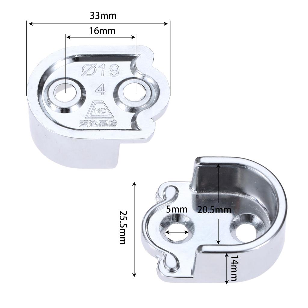 2 Pcs Wardrobe Closet Rod Bracket 16/19/22/25mm U-Shaped Open Type Socket Bracket Shower Curtain Rod Pole End Supports Socket