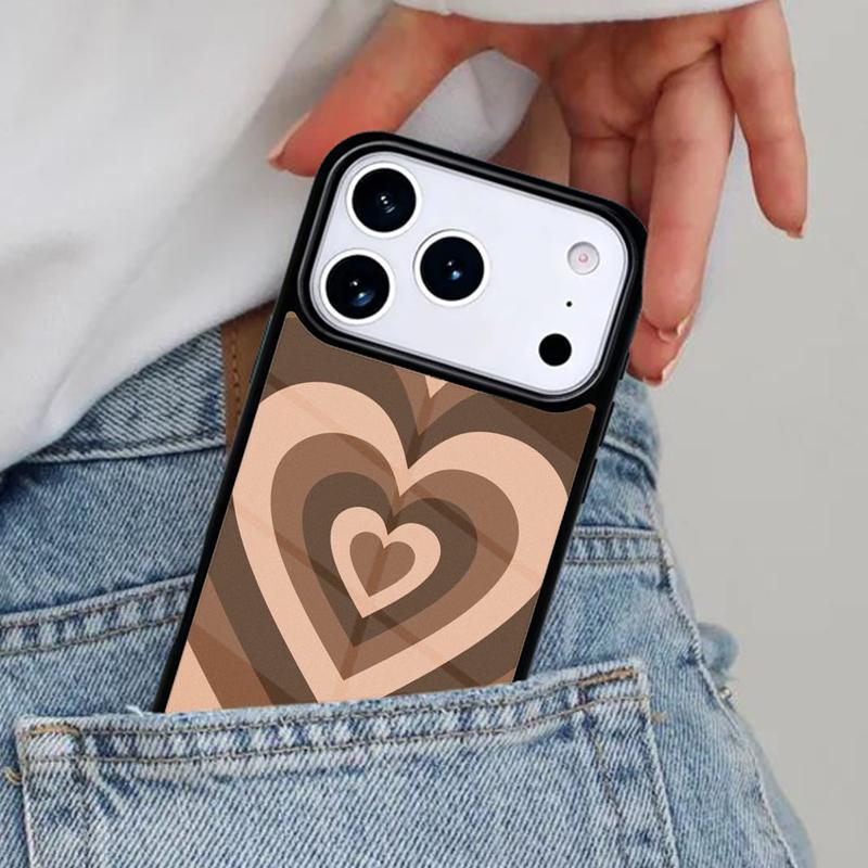 Latte Love Braunes Herz Ästhetische Handyhülle für iPhone 17ProMax 12 13 14 15 16e 17 Pro Max Plus Air Cover