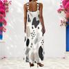 Women Plus Size Scoop Neck Strappy Sleeveless Abstract Print A Line Maxi Dress