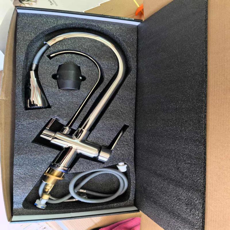 All-Copper 3-in-1 Pull-Out Kitchen Faucet with Hot, Cold, and Pure Water Options