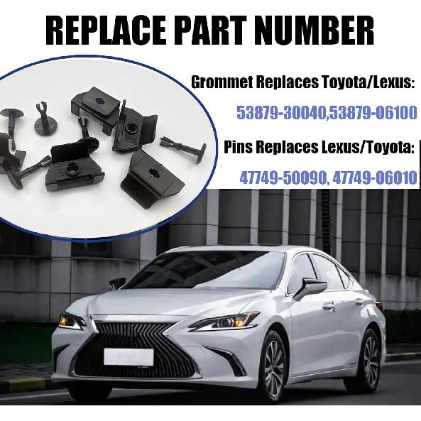 5 Sets Fender Liner Bumper Cover Clips and Pin Retainer, OE 47749-50090 53879-30040, Compatible with Toyota, Lexus, Camry, Avalon