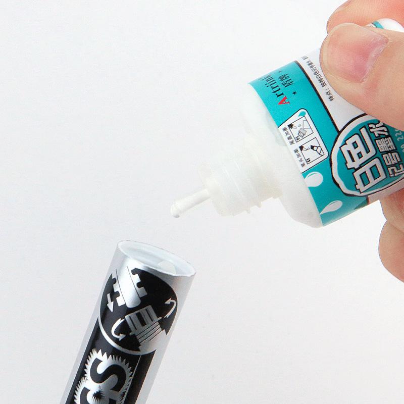 1 Box 22cc White Markers Ink Oil-Based Waterproof Non-Erasable Non-Fading Special Refiller Fluids for White Paint Pens