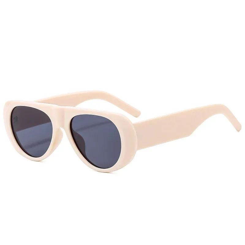  Ins Popular Fashion Pilot Women Sunglasses Retro Tea Blue Shades UV400 Men Trending Wide Legs Sun Glasses