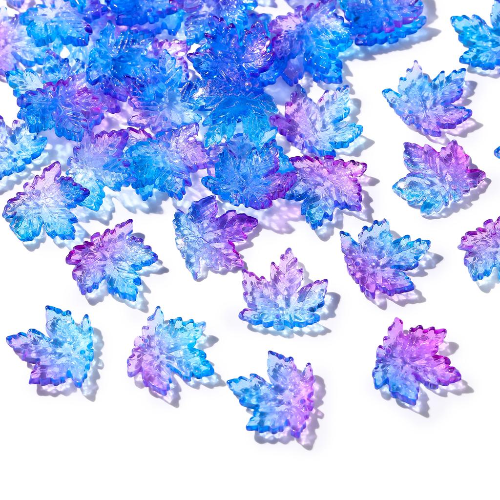 10Pcs/lot 20x20mm Gradient Color Maple Leaf Glass Bead Jewellery Making Beads for Bracelets Necklace DIY Craft Supplies
