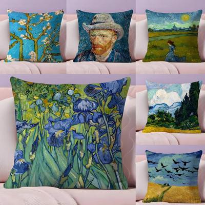 Van Gogh Ölgemälde Kissenbezug Plüschstoff Weich Doppelseitig Bedruckt Sofa Warm Winter Haus Geschenk Kissenbezug